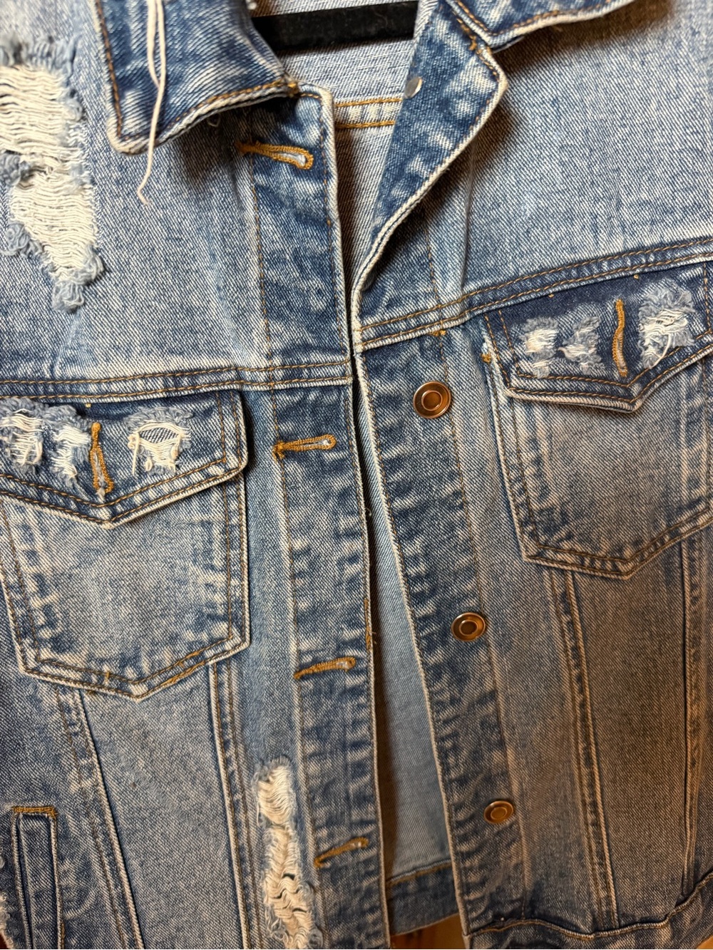 Forever 21 Distressed Denim Vest - Blue - Picture 4 of 5
